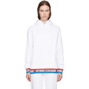 Opening Ceremony signature white cotton hoodie